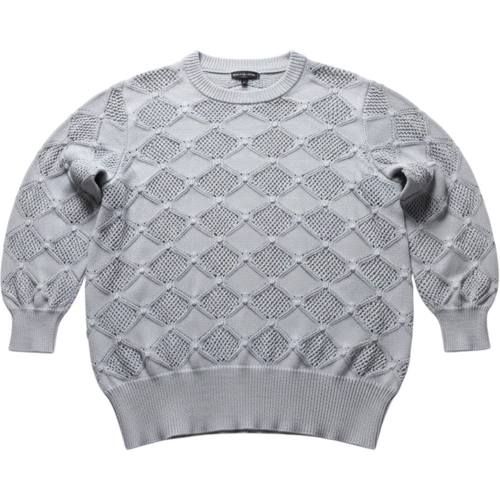Novelty Stitch Sweater Womens 3X Gray Argyle Crew Neck Long Sleeve Knit Pullover